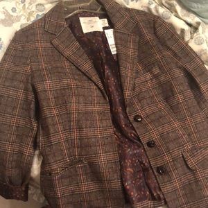 Plaid blazer with maroon floral print